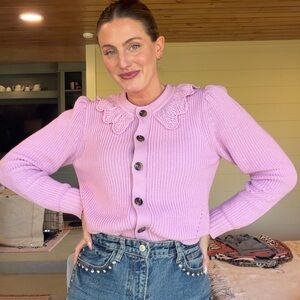 Who What Wear Lilac Button-Up Cardigan